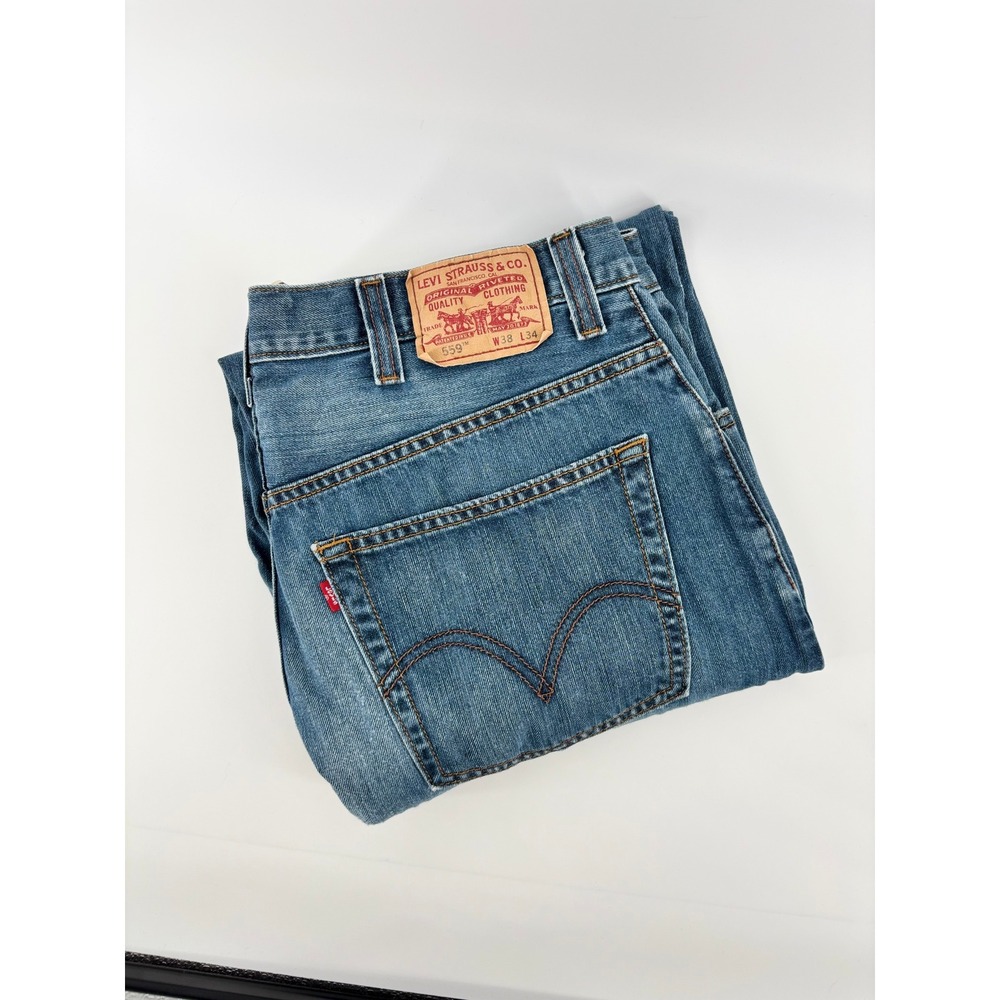 Levis 559 Relaxed Straight Jeans Mens 38x34 Blue Denim Medium Wash Pants